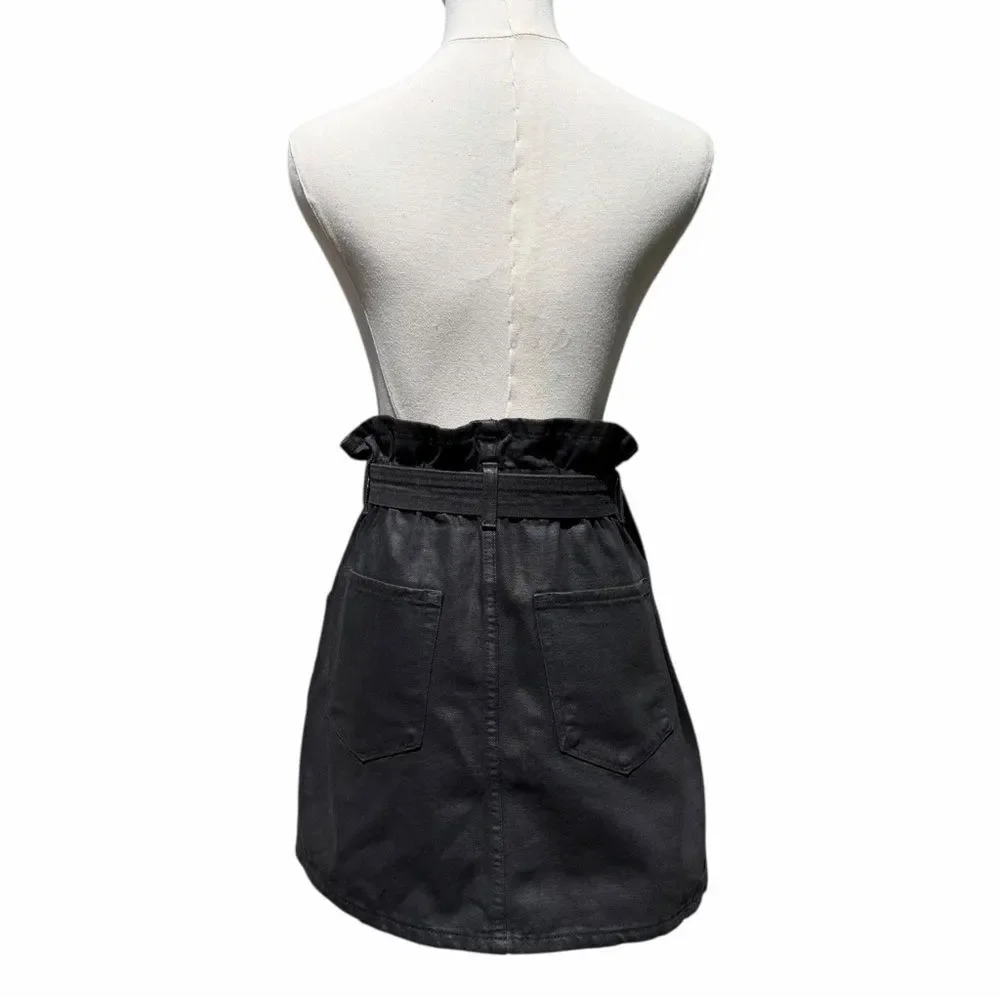 Vervet Black Denim Paperbag Waist Skirt Size M Casual Mini Street Style Neutral